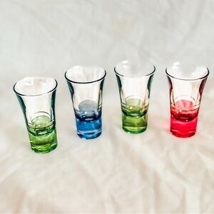 Mid Century Modern Shot Glasses Set of 4 | Colored Base Shot Glasses